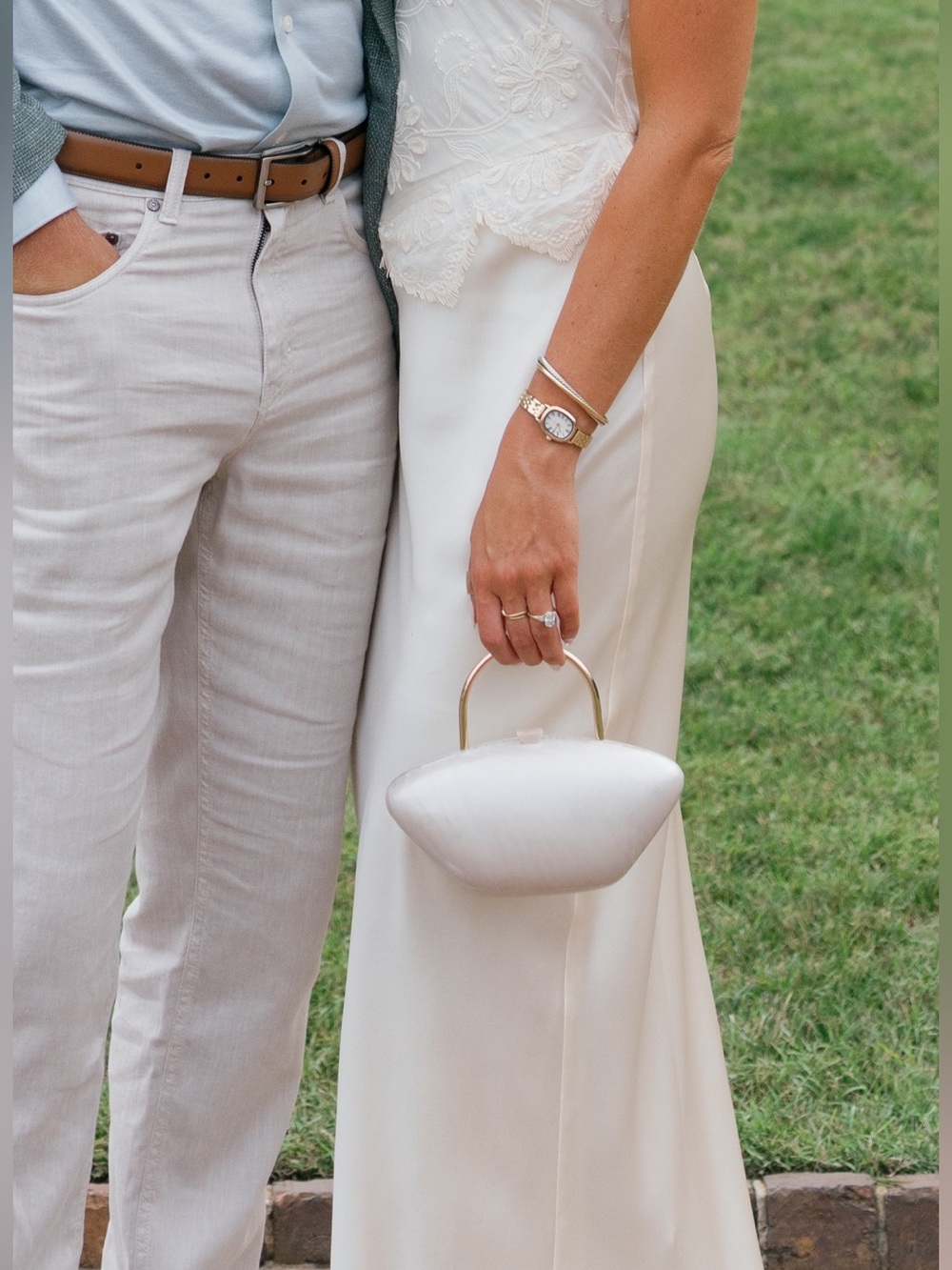 Shell Clutch with Gold Handle